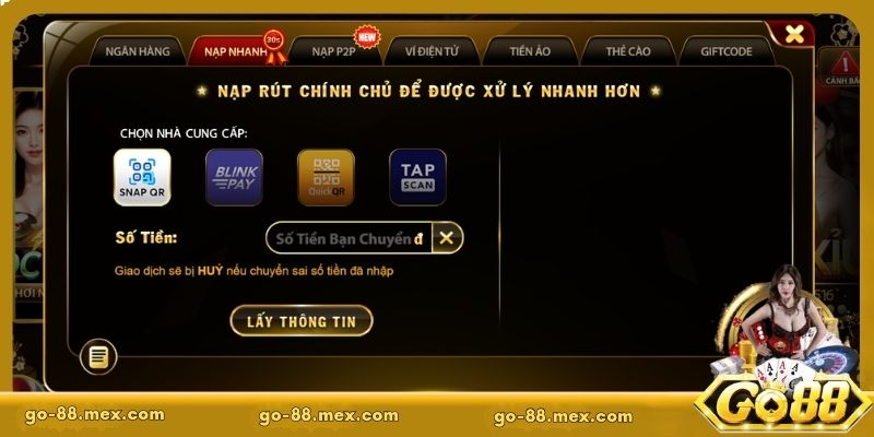 Hướng dẫn nạp tiền GO88 chi tiết theo từng bước