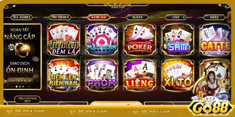 Tổng hợp các tựa game bài hot tại Go88